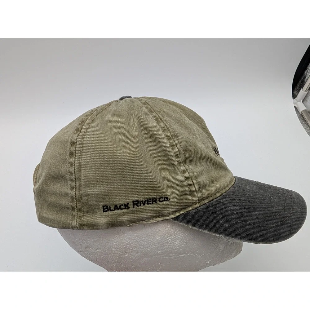 Black River Co Honey Bee Rice Belt Snapback Hat Olive Gray Distressed Cap
